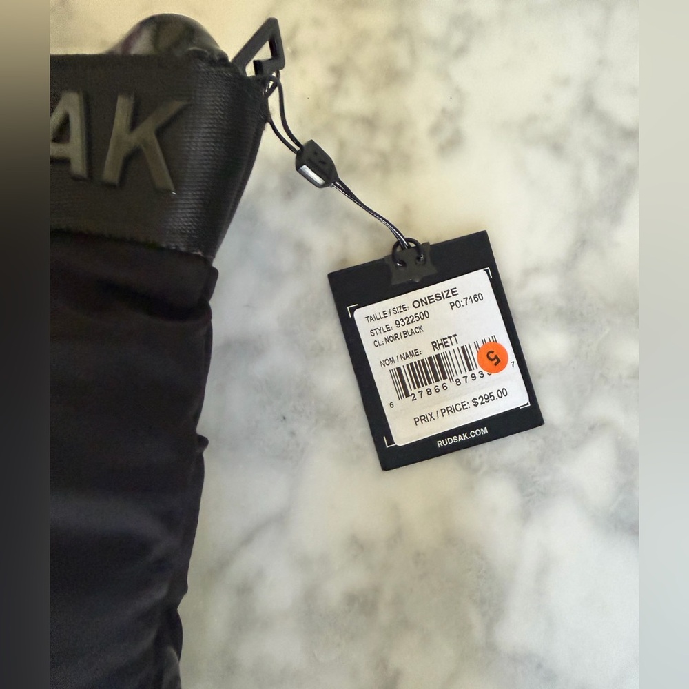 RUDSAK Black Quilted Puffer Logo Strap Backpack Minimalist Heirloom Luxury NWT - Picture 8 of 9